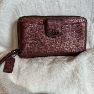 Coach Metallic Merlot Wristlet